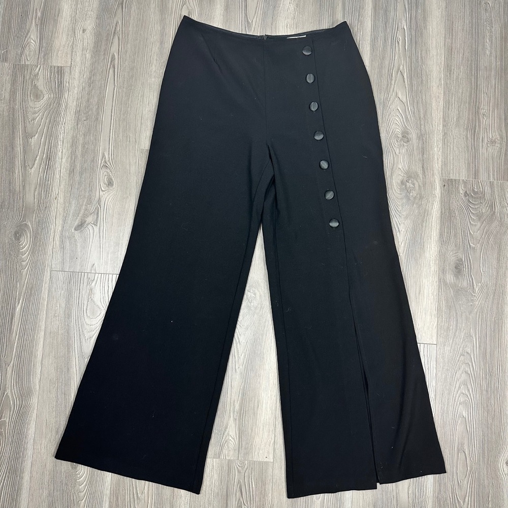 Vintage Joseph Ribkoff Black Pants with Button Details and Leg Slit - SIZE US 14